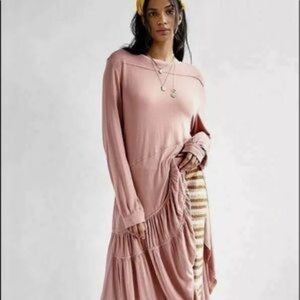 Free People - Beach Jilly Oversized Tiered Long Sleeve Midi Dress Size XS